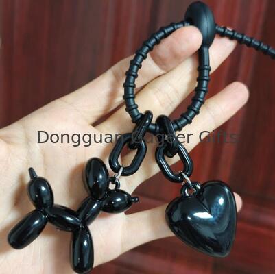 GUGEER Jelly Balloon Dog Keychain Bulk for Women Teen Girls Black Heart keychain Charm for Backpack Purse Tote Handbag Bookbag