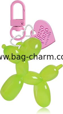 GUGEER Green Jelly Balloon Dog Design Keychain for Women, Cute Girls Key Chain, Heart Keychains Bag Charms Accessories for Car Purse Backpack