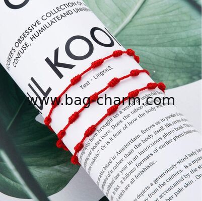 GUGEER Red Rope Bracelet with 7 Chakras, Amulet of Protection and Good Luck Adjustable Handmade for Women Men Symbol of Friendship