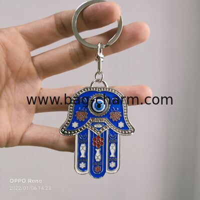 GUGEER Hanging Hand of Fatima Blue with Turkish Eye Decorative Door and Window Amulet Protector for Home Ornament and Practical for Wall and Office