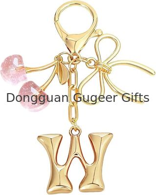 GUGEER Bubble Original Keychain with Bow & Cherry - كيس الحروف الذهبية السحر للنساء