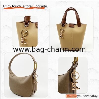 GUGEER Gold Bubble Heart, Cherry, Bow & More Designs Letter Initial Keychain Bag Charms – Cute Purse Charms for Handbags