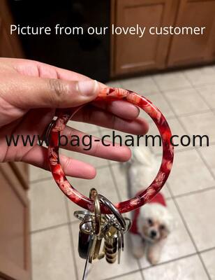 GUGEER Bangle Key Ring Bracelet Keychain Key Ring Bracelet for Women, Acetate Circle Keyring for Wrist