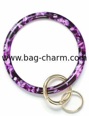 GUGEER Bangle Key Ring Bracelet Keychain Key Ring Bracelet for Women, Acetate Circle Keyring for Wrist