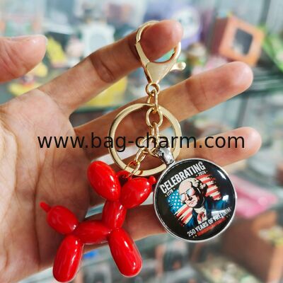 GUGEER USA 250th Anniversary Merchandise Keychain, Commemorative Keychain, American Semi-quincentennial Metal Key Ring with Flag Charm, Dog keychains,Patriotic Celebration Gift for Men Women