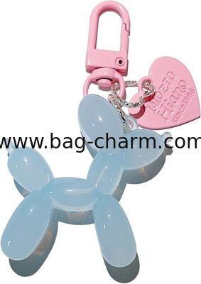 GUGEER Green Jelly Balloon Dog Design Keychain for Women, Cute Girls Key Chain, Heart Keychains Bag Charms Accessories for Car Purse Backpack