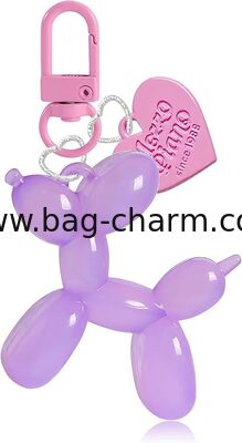 GUGEER Green Jelly Balloon Dog Design Keychain for Women, Cute Girls Key Chain, Heart Keychains Bag Charms Accessories for Car Purse Backpack