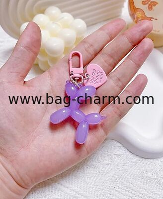 GUGEER Green Jelly Balloon Dog Design Keychain for Women, Cute Girls Key Chain, Heart Keychains Bag Charms Accessories for Car Purse Backpack