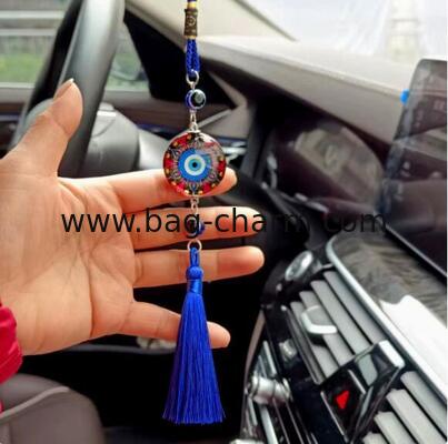 GUGEER سلاسل مفاتيح العين الشريرة تعويذات الحظ تعويذات الحماية للنساء الرجال سيارة مفاتيح حلقة حقيبة محفظة الملحقات