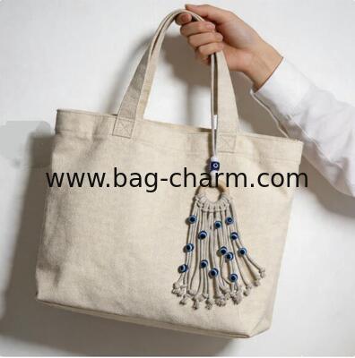 GUGEER Turkish Evil Blue Eye Bag Charms Handmade Tassel Bag Charm Keychain Amulet Home Decor Blessing Protection Crystal Pearl Gift Blue Eyes Keychains Car Hanging Ornament