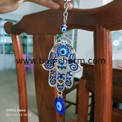 GUGEER Blue Evil Eye Keychains محفظة تعويذات معلقة على الحائط تعويذة لحظ جيد وحماية في المنزل