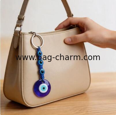GUGEER Evil Eye Keychain Bag Charm - Good Luck & Protection Amulet - Car Keyring Purse Accessories for Women